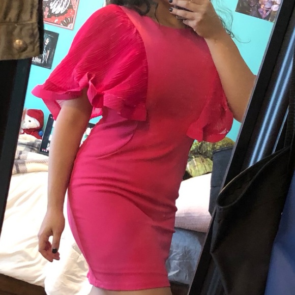 Pink Ruffle Sleeve Dress - Picture 7 of 7